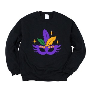 Simply Sage Market Women's Graphic Sweatshirt Feathered Mask Sparkle - 1 of 4