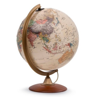 Colombo 12" Antique Ocean-Style Illuminated Relief Globe with Hardwood Base