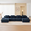 153" Corduroy U-Shaped Modular Sectional Sofa with 2 Movable Ottomans, Pearl-Like Piping, and Tufted Design - 3 of 4