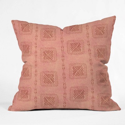 16"x16" Schatzi Brown Mudcloth 3 Terracotta Throw Pillow Pink - Deny Designs