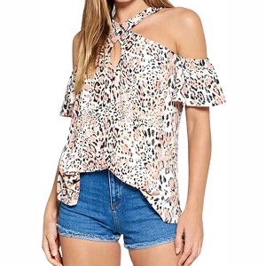 Women's Amelia Animal Print Cold-Shoulder Top - DAVI & DANI - 1 of 3