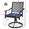 Tangkula 4PCS Patio Swivel Dining Chairs Lattice Rocker Cushioned Armrest Navy - 3 of 4