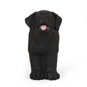 Hyrum Outdoor Labrador Dog Garden Bench Matte Black - Christopher Knight Home - 1 of 4