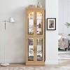 Vynxaria Cherry/Light Oak/Antique white Decorative Glass Storage Cabinet with Adjustable Shelves - 3 of 4