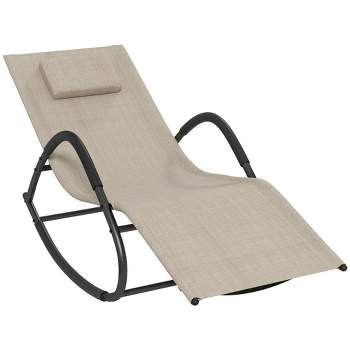 Outsunny Garden Rocking Sun Lounger Outdoor Zero-gravity Reclining Rocker Lounge Chair for Patio, Deck, Poolside Sunbathing