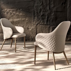 Upholstered Dining Arm Chairs Set of 2, Beige - 1 of 4