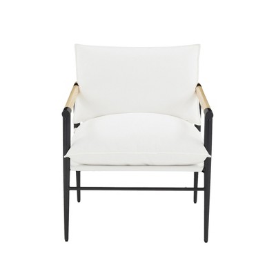 Cali Pearl Black Metal Leg Performance Fabric Accent Chair