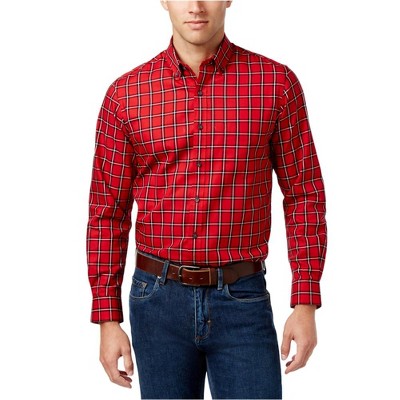 Club Room Mens Plaid Button Up Shirt