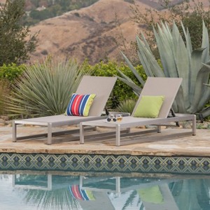 PAGED Patio Chaise Lounges Set of 2 Aluminum Frame Recliner with Mesh Modern Lounge Chair for Garden, Poolside - 1 of 4