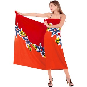 LA LEELA Women's Bikini Beach Wrap Swimwear Cover up Skirt Bathing suit Summer Wraps Sarong Swimsuits for Women One Size Red, Floral - 1 of 4