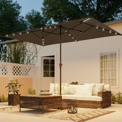 Sonkuki 11x7FT Solar-powered Double-Sided Patio Umbrella with Large Canopy Outdoor Table Umbrella for Garden, deck and pool