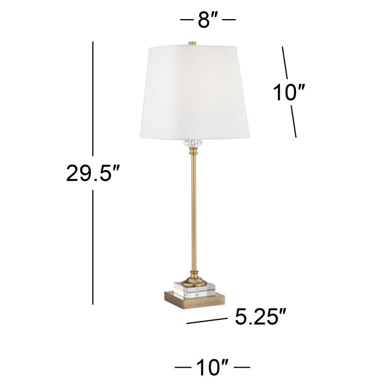 Regency Hill Julia 29 1/2" Tall Skinny Buffet Traditional End Table Lamps Set of 2 Gold Clear Crystal Metal Living Room Bedroom Bedside White Shade, 4 of 10