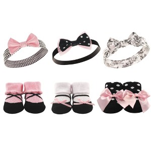 Hudson Baby Infant Girl Headband and Socks Giftset 6pc, Toile, One Size - 1 of 2