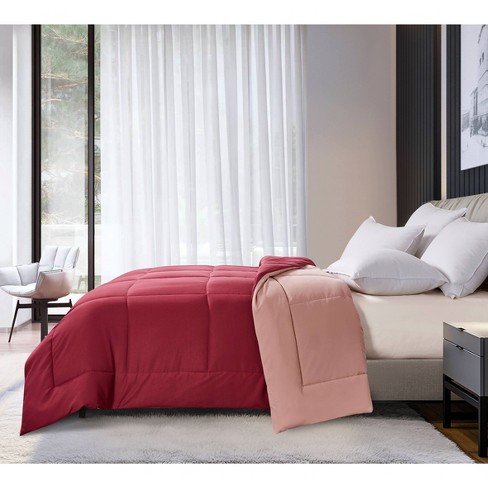 Twin Reversible Microfiber Down Alternative Comforter Burgundy