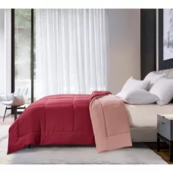 Twin Reversible Microfiber Down Alternative Comforter Burgundy/Mauve - Blue Ridge Home Fashions