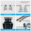 Munora Brushed Nickel Widespread Bathroom Faucet, Waterfall Design with Pop-Up Drain and Supply Hoses - 2 of 4