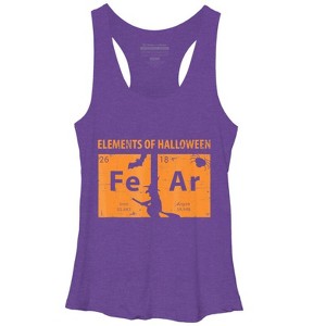 Women's Design By Humans Elements Of Halloween Tee (FeAr) Periodically By Luckyst Racerback Tank Top - 1 of 3