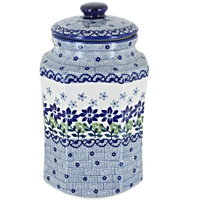 Blue Rose Polish Pottery P174 Manufaktura Small Canister with Seal