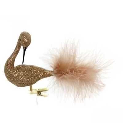 Golden Bell Collection 3.5" Copper Glittered Swan Christmas Ornament Clip-On  -  Tree Ornaments