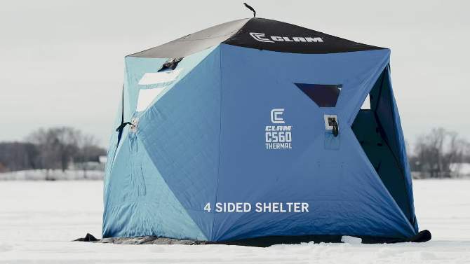 CLAM Portable Pop Up Ice Fishing Thermal Hub Shelter Tent, 2 of 8, play video