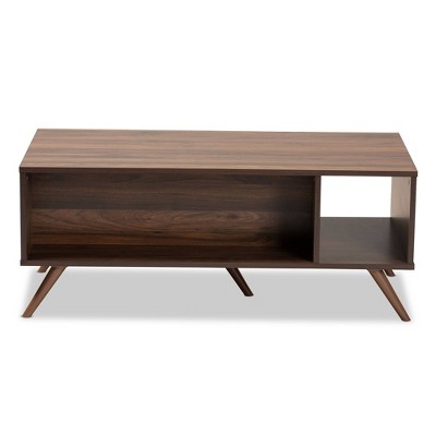Naoki Two-Tone Grey and Walnut Wood Coffee Table with Storage