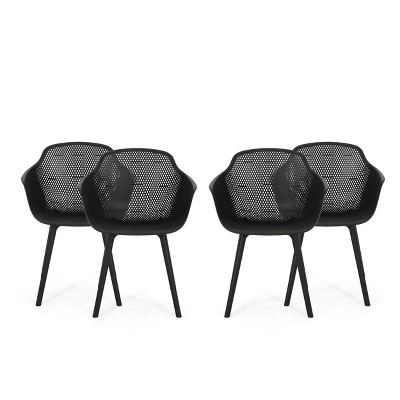 Christopher Knight Home Hanness Outdoor Modern Polypropylene Dining Chair (Set of 4), Black