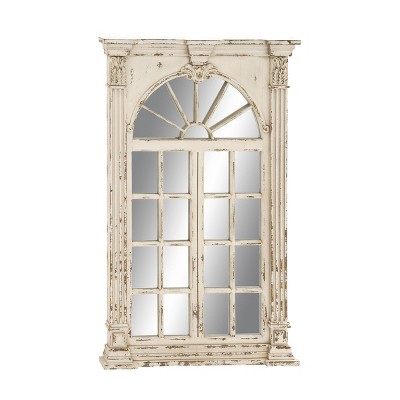 33" x 52" Extra Large Rectangular Antique Window Framed Wall Mirror White - Olivia & May