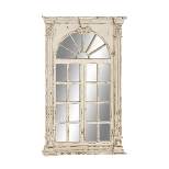 Wood Window Panes Inspired Wall Mirror with Arched Top and Distressing Cream - Olivia & May