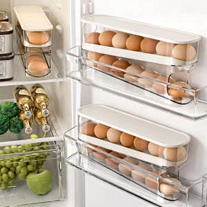 Auto Rolling Fridge Egg Organizer, Space Saving Eggs Dispenser for Refrigerator Storage, Home Egg Holder - 1 of 4