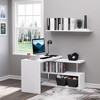 HOMCOM 360° Rotating Corner Computer Desk Modern L-Shaped Home Office Workstation with 2 Storage Shelves, Bookshelf, White - 3 of 4
