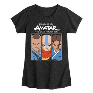 Girls' - Avatar: The Last Airbender - Sokka Aang Katara Fitted Short Sleeve Graphic T-Shirt - 1 of 4
