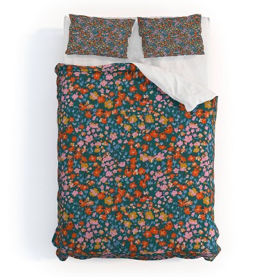 Deny Designs 3pc Full/Queen Schatzi Brown Laural Ditsy Green Duvet and Sham Set
