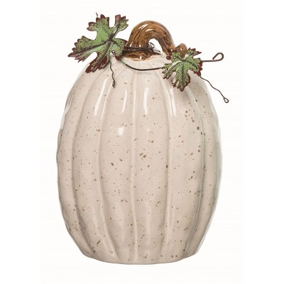 Transpac Ceramic White Harvest Tall Pumpkin Decor