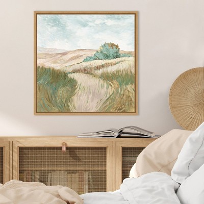 Serene Landscape Green and Beige Canvas Wall Art