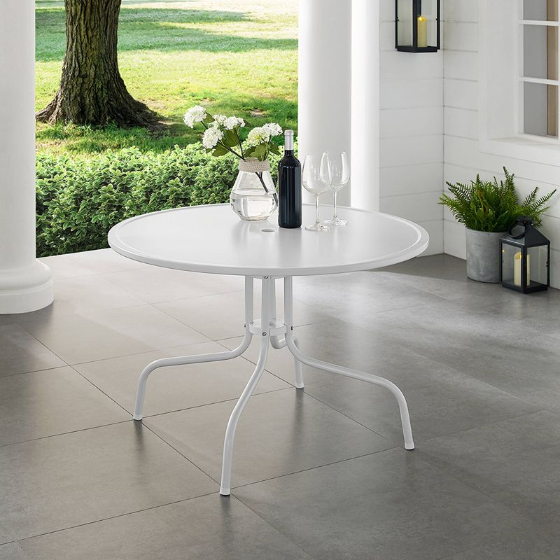 Griffith 40&#34; Outdoor Round Dining Table - White Satin - Crosley, 3 of 10