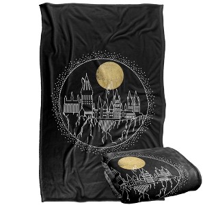 Harry Potter Blanket  36"x58"  Hogwarts Full Moon Line Art  Silky Touch Super Soft Throw Blanket - 1 of 4