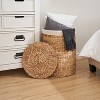 Gulches Round Tall Water Hyacinth Woven Wicker Laundry Hamper with Lid£¬For Clothes, Canvas, Toys and Book Storage with Removable Liner£¬Natural Brown - 3 of 4