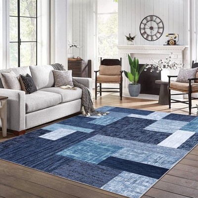 Machine Washable Area Rug Modern Geometric Area Rugs Living Room Non-Slip Low Pile Accent Rug for Dining Room Home Office