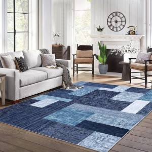 Machine Washable Area Rug Modern Geometric Area Rugs Living Room Non-Slip Low Pile Accent Rug for Dining Room Home Office - 1 of 4