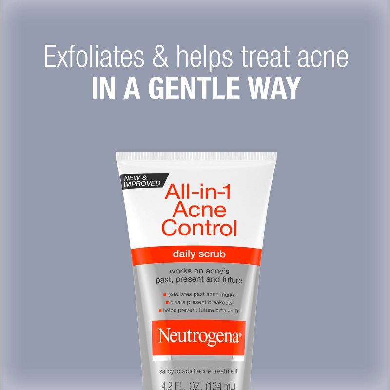 Neutrogena All-in-1 Acne Control Daily Face Scrub with Salicylic Acid for Acne-Prone Skin - 4.2 fl oz, 4 of 9