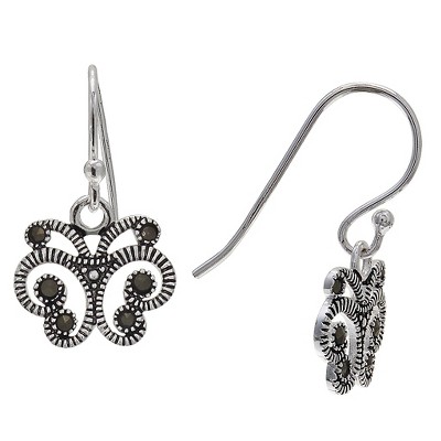 Women's Oxidized Butterfly Drop Earrings in Sterling Silver - Gray