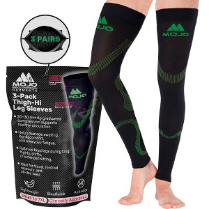 Mojo Unisex 20–30mmHg Graduated Footless Thigh High Compression Stockings Opaque 3 Pairs – Varicose Veins, Edema & Swelling Relief, A609-3 - 1 of 4