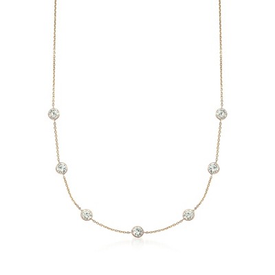Ross-Simons 3.50 ct. t.w. CZ Station Necklace in 14kt Yellow Gold