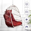 Outdoor Egg Swing Chair PE Rattan Hanging Chair with Cushion Folding Hammock Basket Chair with Metal Chain for Patio Balcony Garden -The Pop Home - 2 of 4