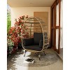 Wicker Egg Chair,Oversize Outdoor Indoor Patio Egg Shaped Lounge Chairs with 4 Cushions, for Porch, Backyard, Living Room, Reading - 3 of 4