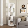 LIVAREEmlen 5 Tier Rotating Bookshelf,Floor Rack Simple Bookcase with Acrylic plate Student Multi-Function Creative Bookshelf-Toppling Base - 3 of 4