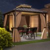 Costway 10 x 10 FT Hardtop Gazebo with Netting Heavy-Duty Double-Roof Galvanized Metal Top - 4 of 4