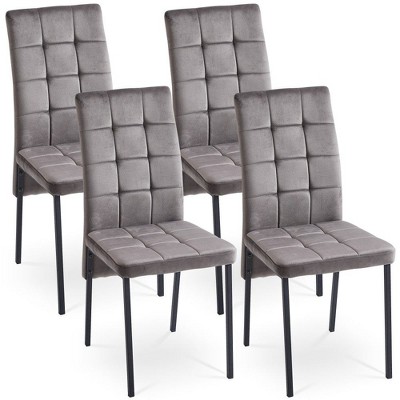PAGED Set of 4  Velvet Dining Chairs with High Backrest & Golden Legs,Elegant Armless Chairs with Space-Saving Design for Kitchen,Living Room