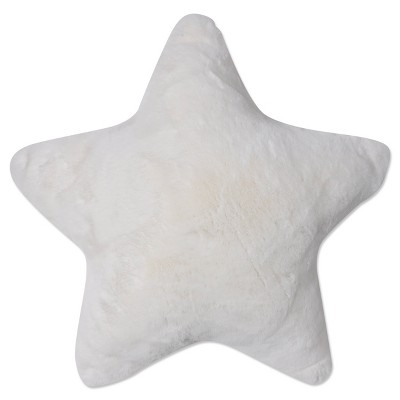 16.5"x16.5" Indoor Christmas 'Fur Star' Square Throw Pillow Off White - Pillow Perfect