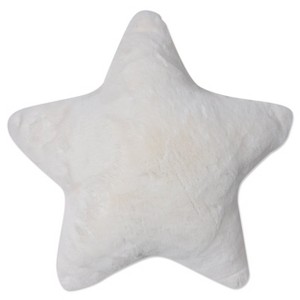 16.5"x16.5" Indoor Christmas 'Fur Star' Square Throw Pillow Off White - Pillow Perfect - 1 of 4